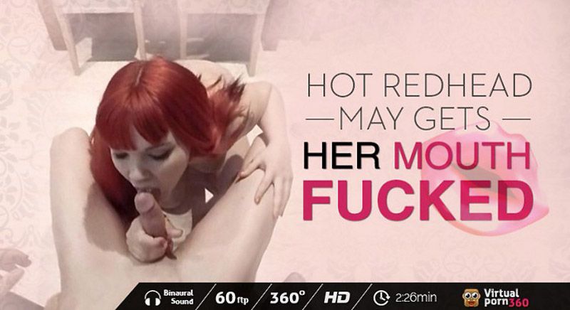 Hot redhead May gets her mouth fucked