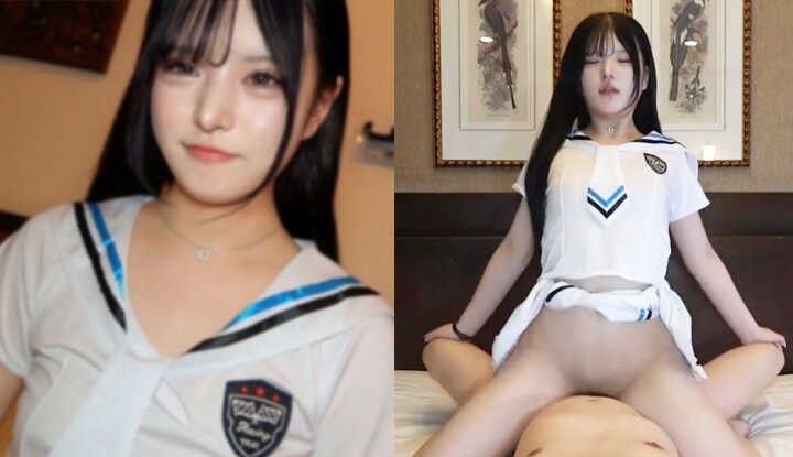 【无码】皮肤白皙美肌的黑髮辣妹！穿着白色水手服，超级色情爆发⤴果然皮肤白皙的女性最棒了！吞精和中出 ※特典高画质